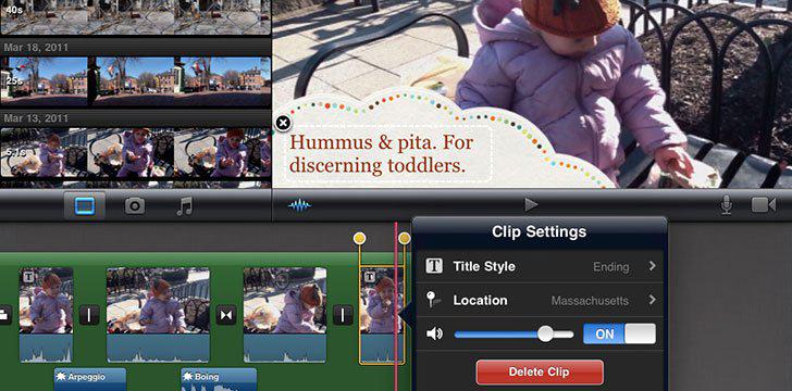 iMovie's screenshots